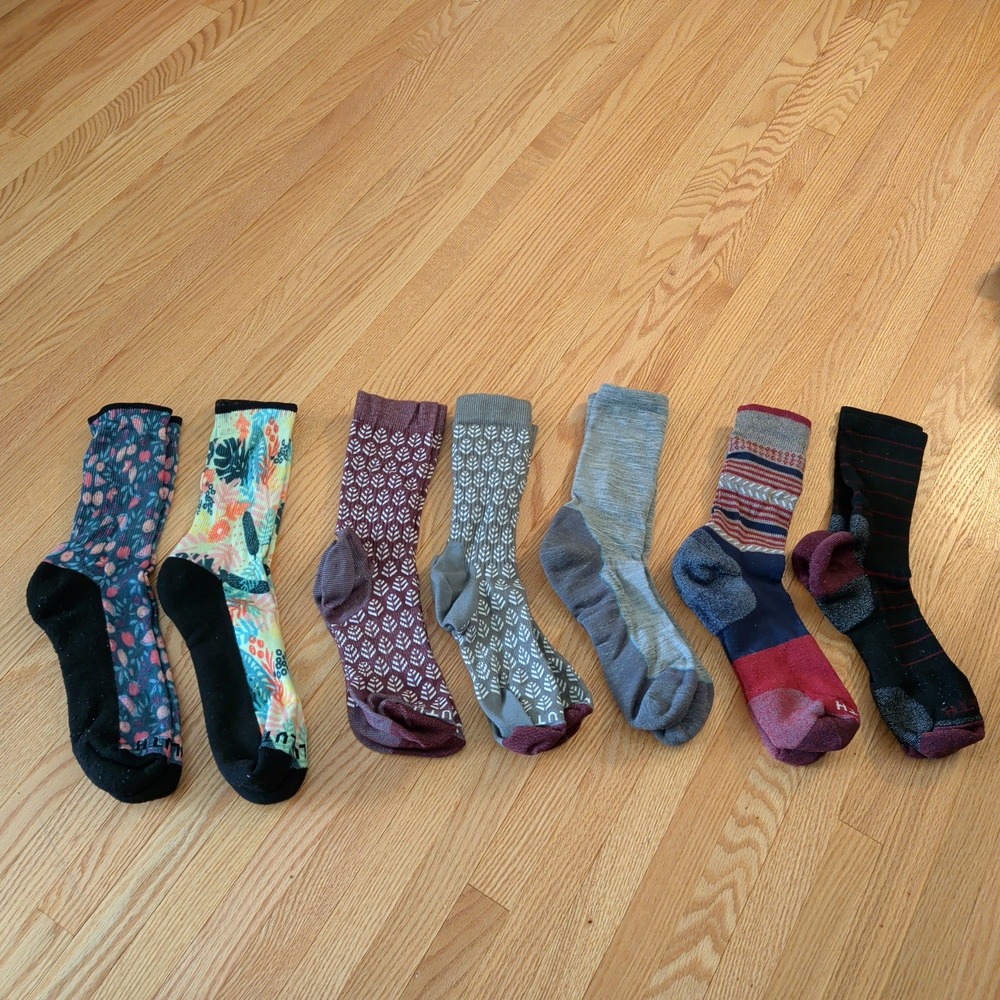 Duluth Trading Co Womens Crew Socks Lot 7 Pairs Size Large Wool Blend Hiking